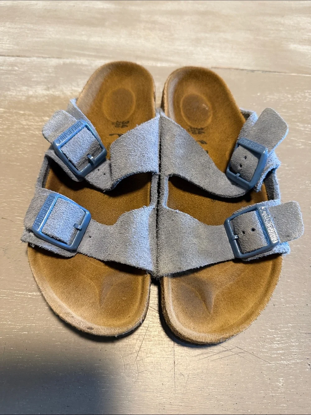 Birkenstock Kids Suede Double-Strap Sandals in Light Blue